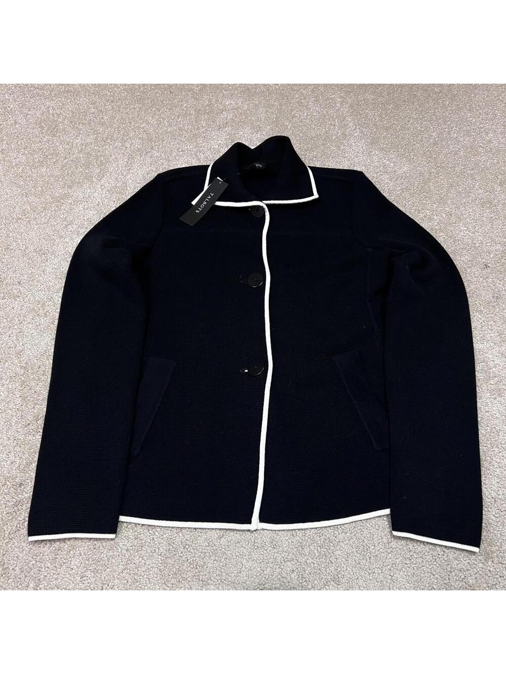 Talbots Sweater Black Long Sleeve Button Up Women's Size XS NWT